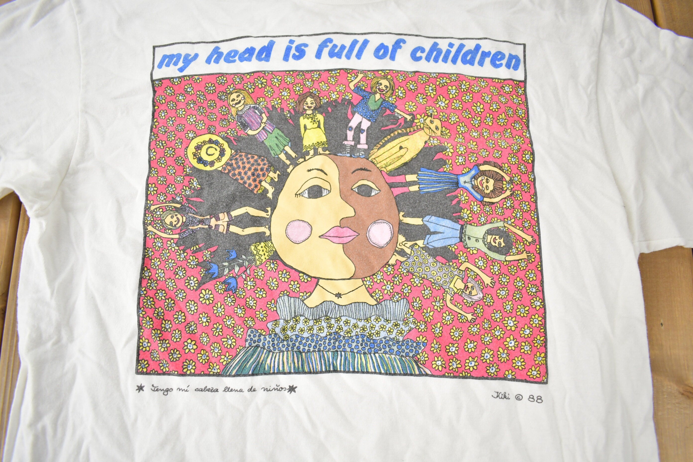 Vintage 1980s My Head Is Full Of ChildrenSingle Stitch Graphic T Shirt Made In USA