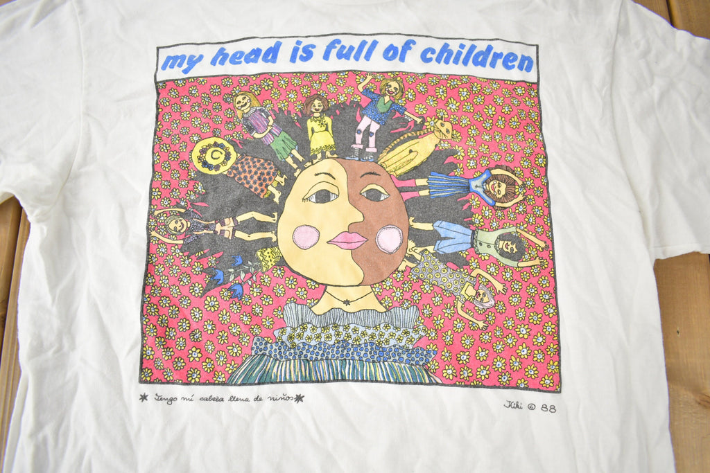 Vintage 1980s My Head Is Full Of ChildrenSingle Stitch Graphic T Shirt Made In USA