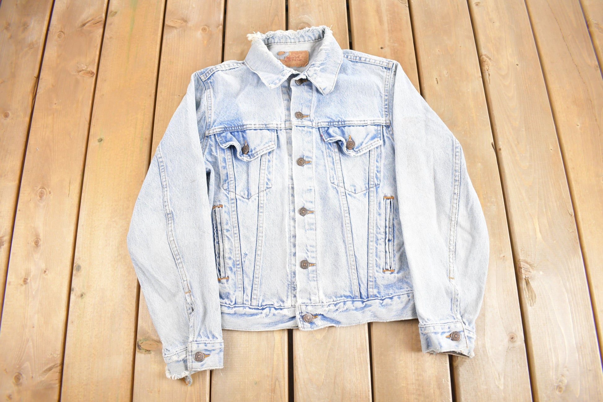 Vintage 1970s Levi's Jean Jacket  Vintage Distressed Denim  Streetwear  Made In USA  Light Wash