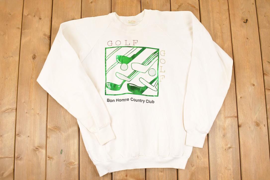 Vintage 1990s Bon Homme Golfing Club Graphic Print Crewneck Sweatshirt Mens L