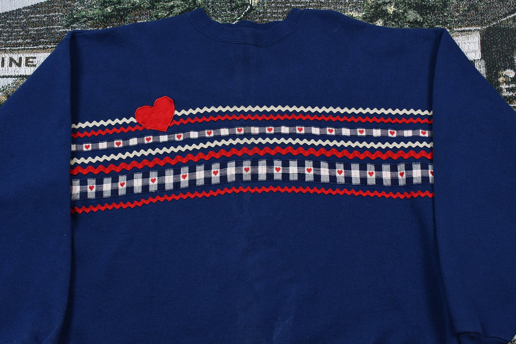 Vintage 1990s Cut And Sew Embroidered Pattern Crewneck /