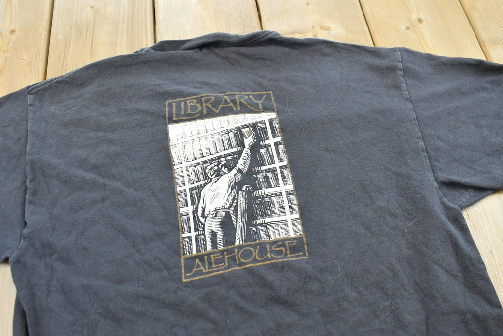 Vintage 1990s Library Ale House Souvenir Promotional T-Shirt Men's S / Hanes Beefy / Bar Tee / 90s Streetwear
