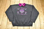 Vintage 1980s Floral Graphic Cute Collared Raglan Cut Crewneck Sweater