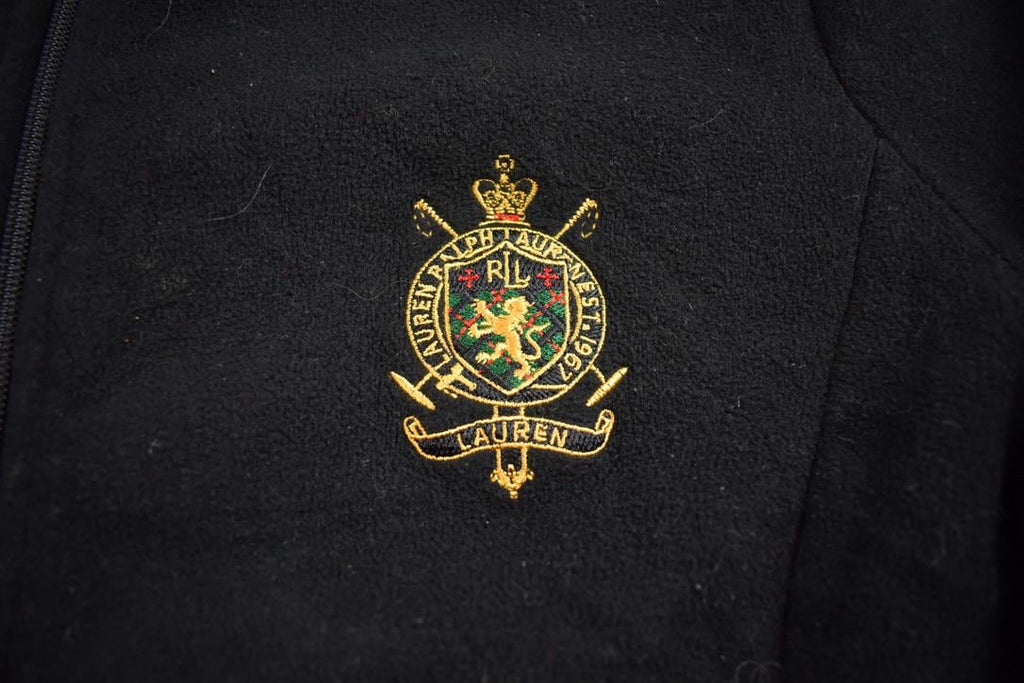 Vintage 1990s Ralph Lauren Embroidered Full Zip Fleece Sweater