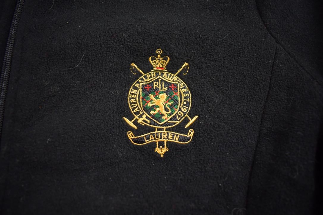 Vintage 1990s Ralph Lauren Embroidered Full Zip Fleece Sweater