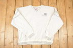 Vintage 1990s Notre Dame Embroidered University V Neck Sweatshirt Men's L