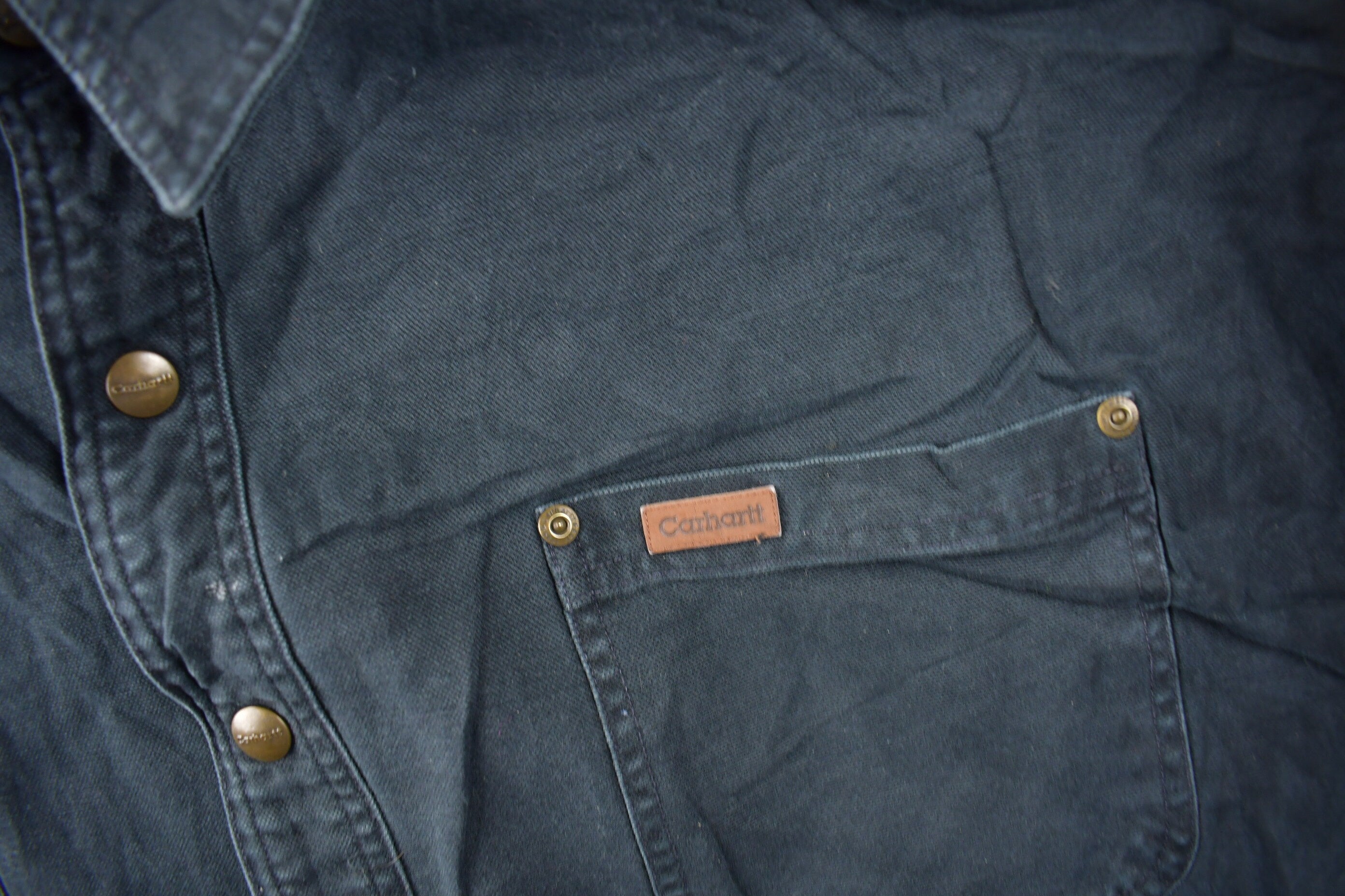 Vintage 1990s Distressed Carhartt Plaid Lined Light Weight Snap Button Jacket Size 2XL