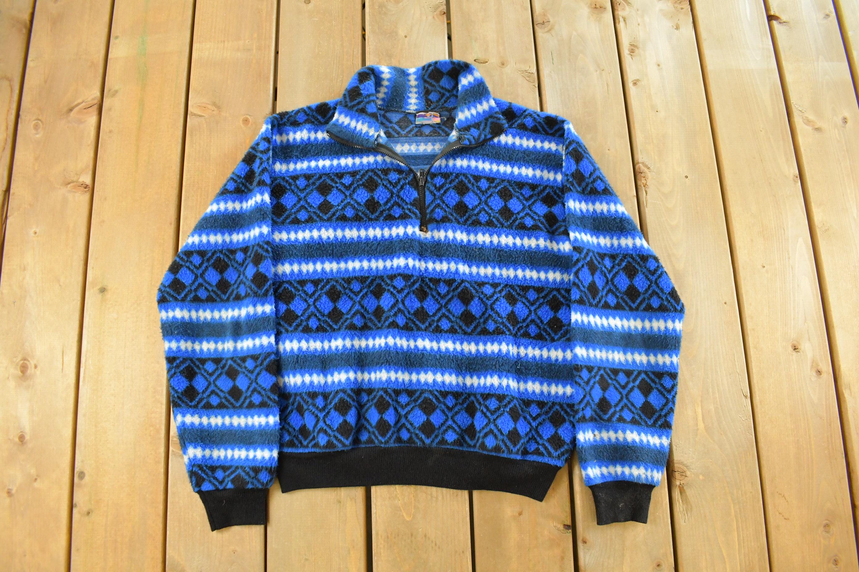 Vintage 1990s Fusion Quarter Zip Fleece Sweater Men's Small