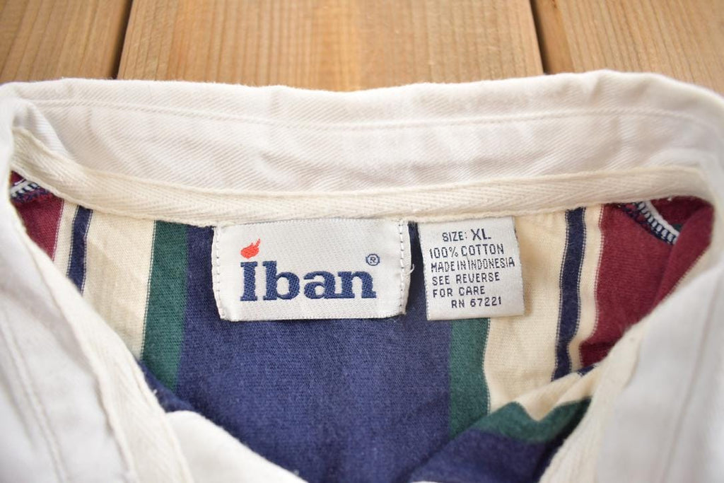 Vintage 1990s Iban Striped Rugby Button Up Shirt