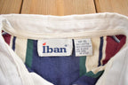Vintage 1990s Iban Striped Rugby Button Up Shirt