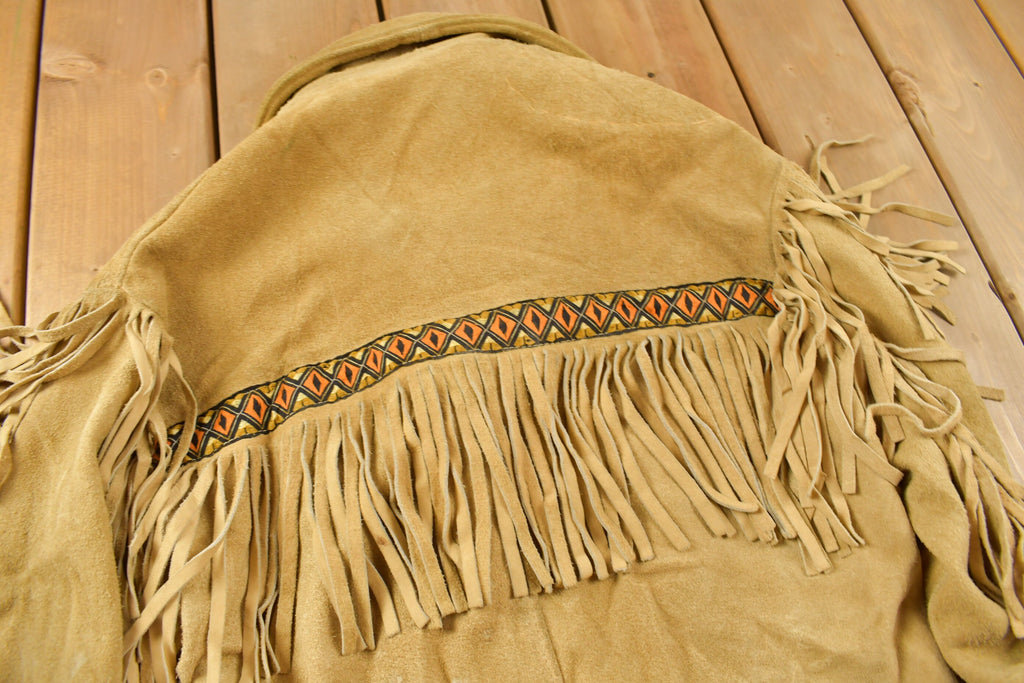 Vintage 1960s Golden Bear Fringe Leather Jacket