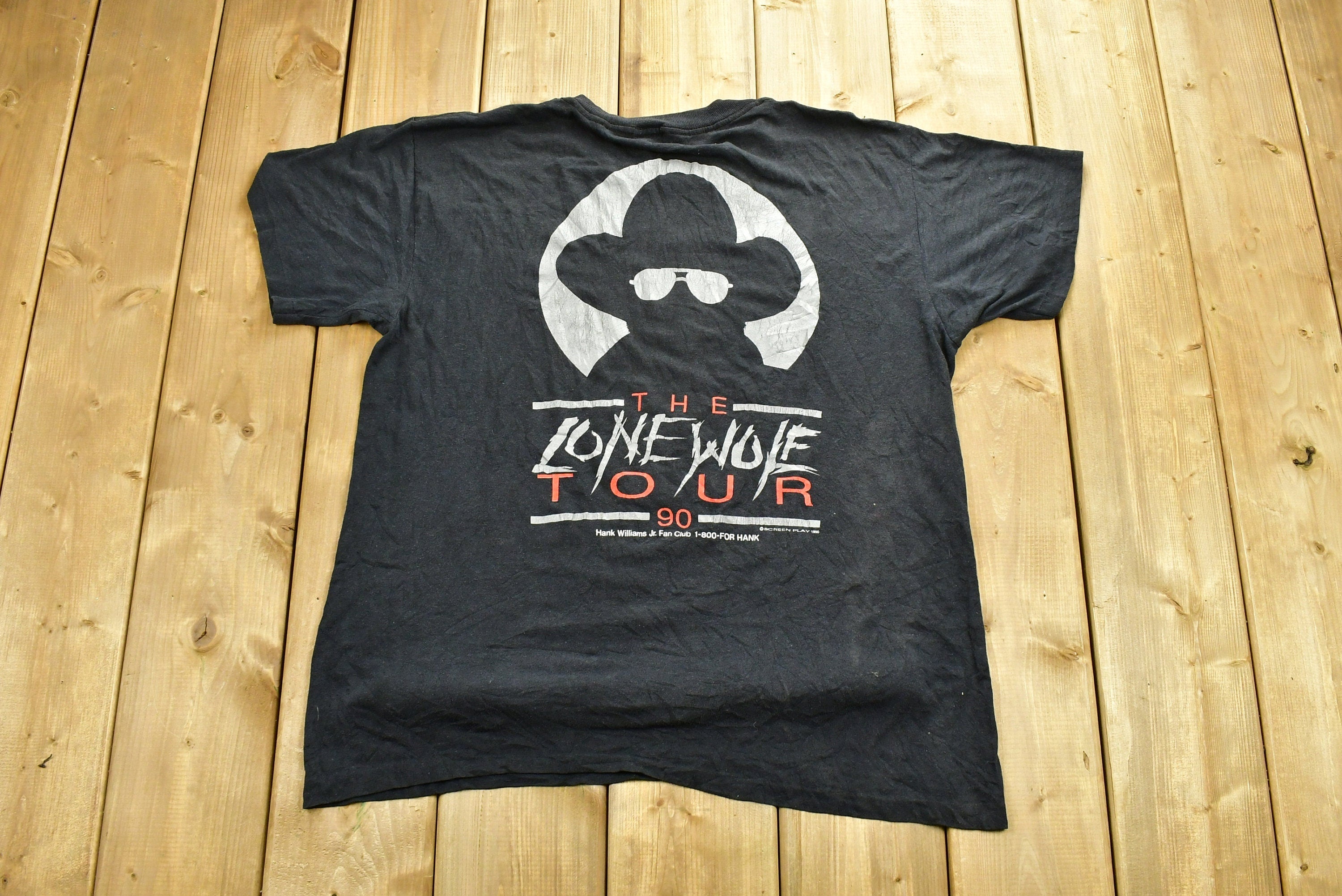Vintage 1990 Hank Williams Lone Wolf Tour Band T-shirt