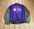 Vintage 1980s Leather & Wool Turtle Beach Urban Technology Embroidered Varsity Jacket Made In USA