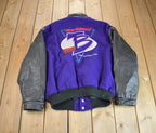 Vintage 1980s Leather & Wool Turtle Beach Urban Technology Embroidered Varsity Jacket Made In USA