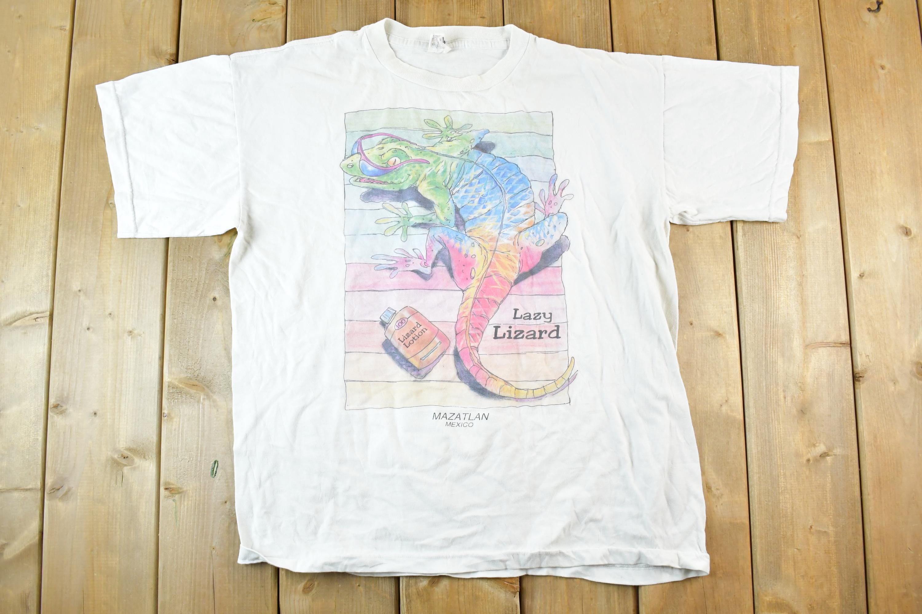 Vintage 1990s Lazy Lizard Lotion Souvenir Mazatlan T Shirt Mens L