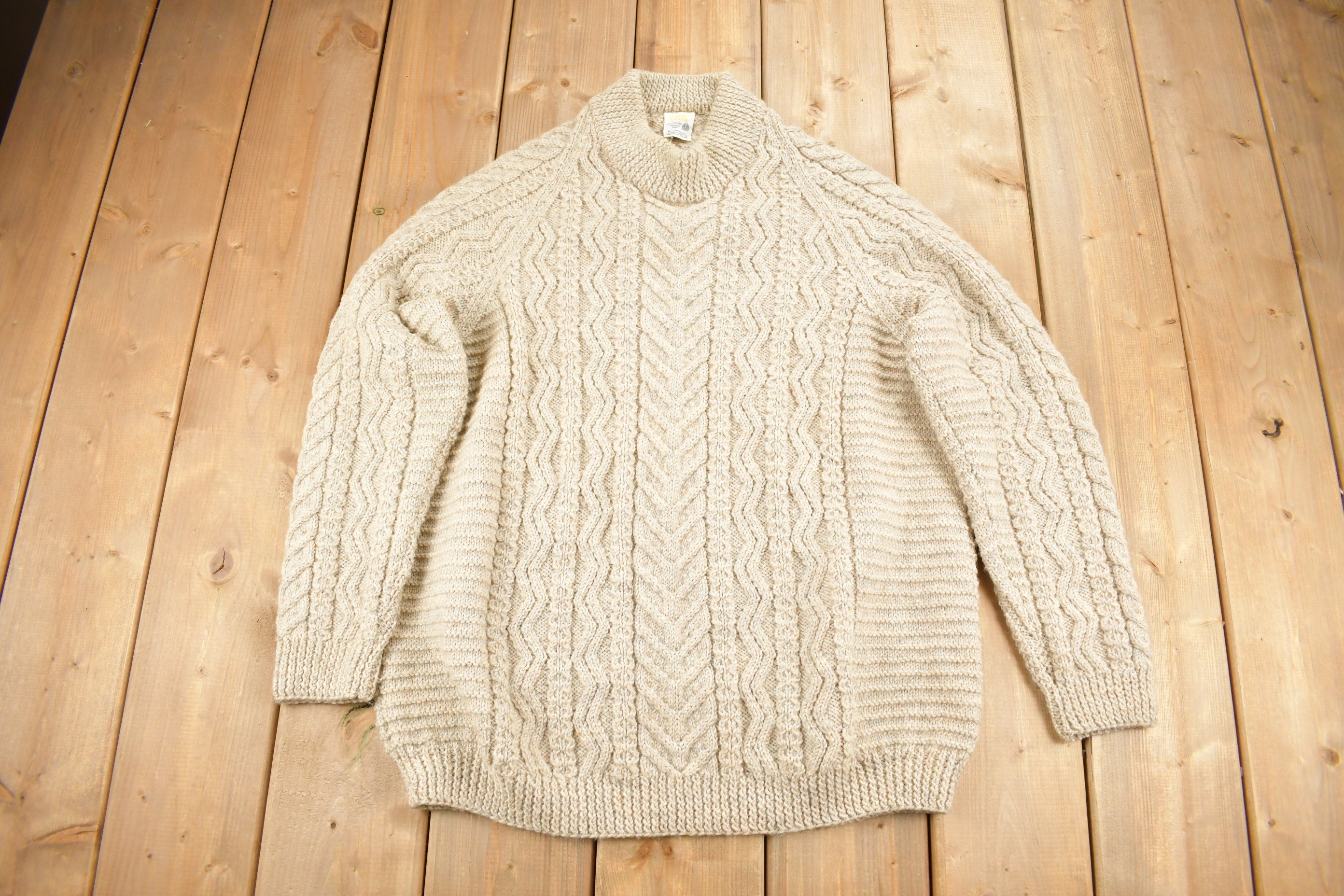 Vintage 1990s Simpkin's Sweaters Cable Knit Mockneck Sweater