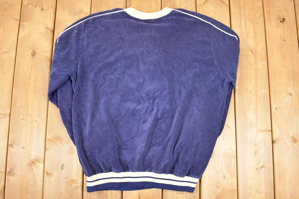 Vintage 1980s Tops And Trends Quarter Button Velour Sweatshirt Mens L