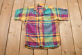 Vintage 1980s Kids Hot Shot Plaid Button Up Shirt