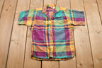 Vintage 1980s Kids Hot Shot Plaid Button Up Shirt