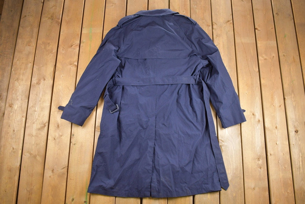 Vintage 1990s DSCP Defender Navy Blue Trench Coat  Heavy Trench  Full Length Jacket  Streetwear