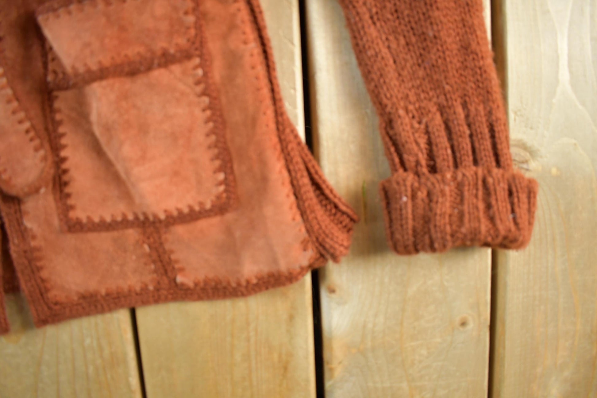 Vintage 1970s Exclusive Imports Cowhide Knit Leather Jacket Women's S-M