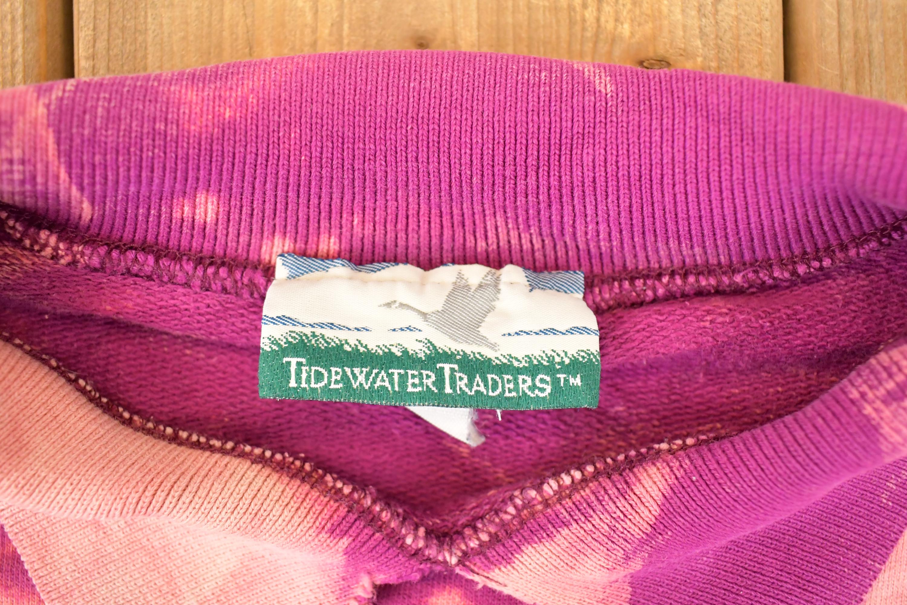 Vintage 1990s Tradewater Traders Collared Tie Dye Sweatshirt Women's Cropped L