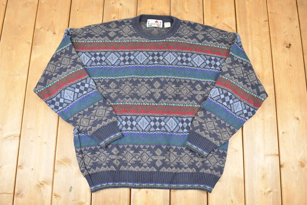 Vintage 1990s Florence Tricot Abstract Knit Crewneck Sweater Mens L
