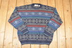Vintage 1990s Florence Tricot Abstract Knit Crewneck Sweater Mens L