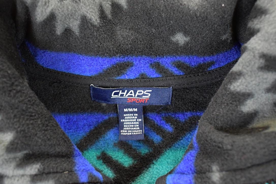 Vintage 1990s Chaps Sport Aop Winter Fleece Outdoorsman Sweater Vest Men's M