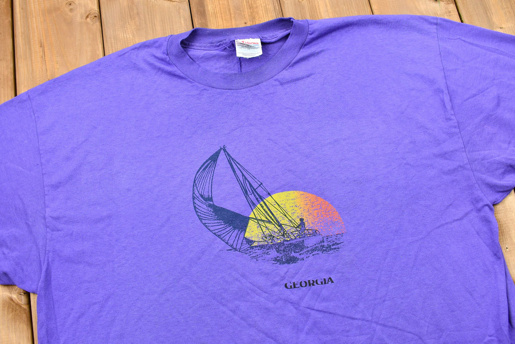 Vintage 1990s Georgia Sailboat Graphic T-Shirt