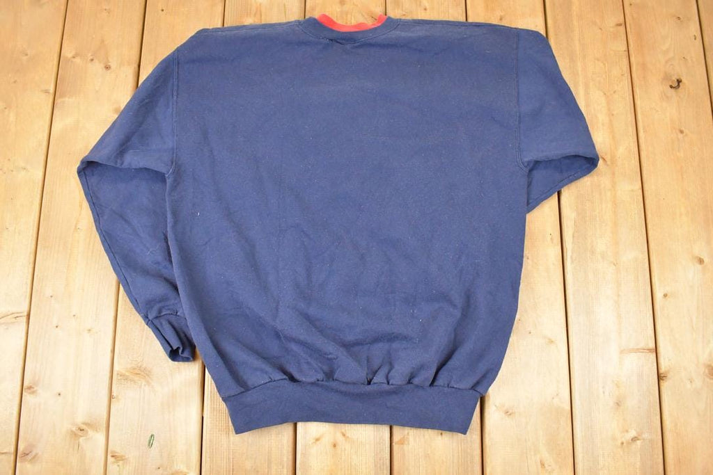 Vintage 1990s Winnie The Pooh Embroidered Double Collar Disney Crew Neck Sweater Men's L