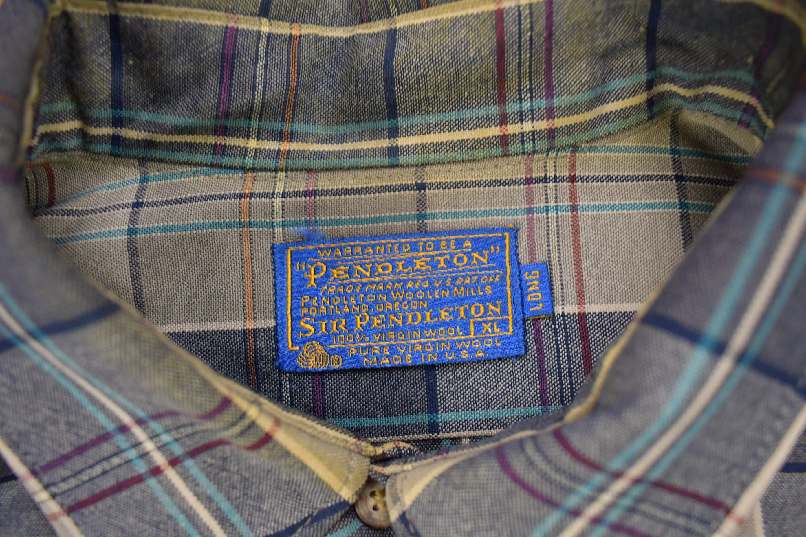 Vintage 1970s Pendleton Plaid Button Up Shirt
