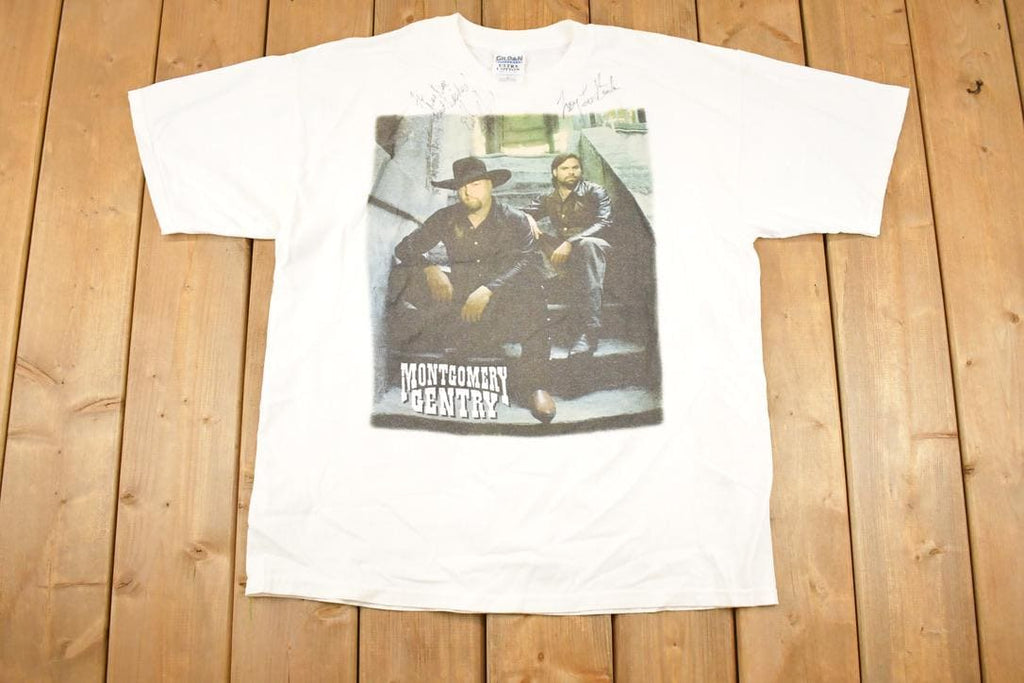 Vintage 1999 Montgomery Gentry Tattoos And Scars Autographed Souvenir Band T-Shirt Men's XL