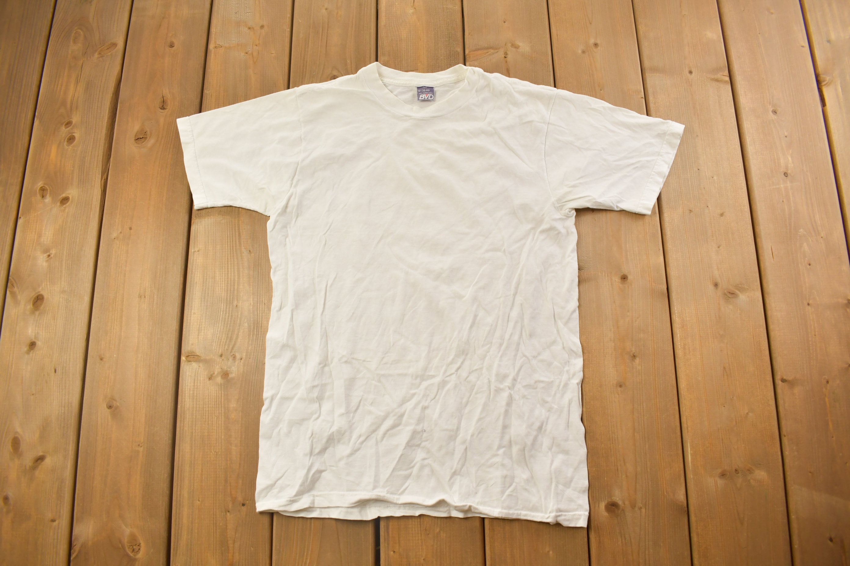 Vintage 1990s BVD Blank White T Shirt