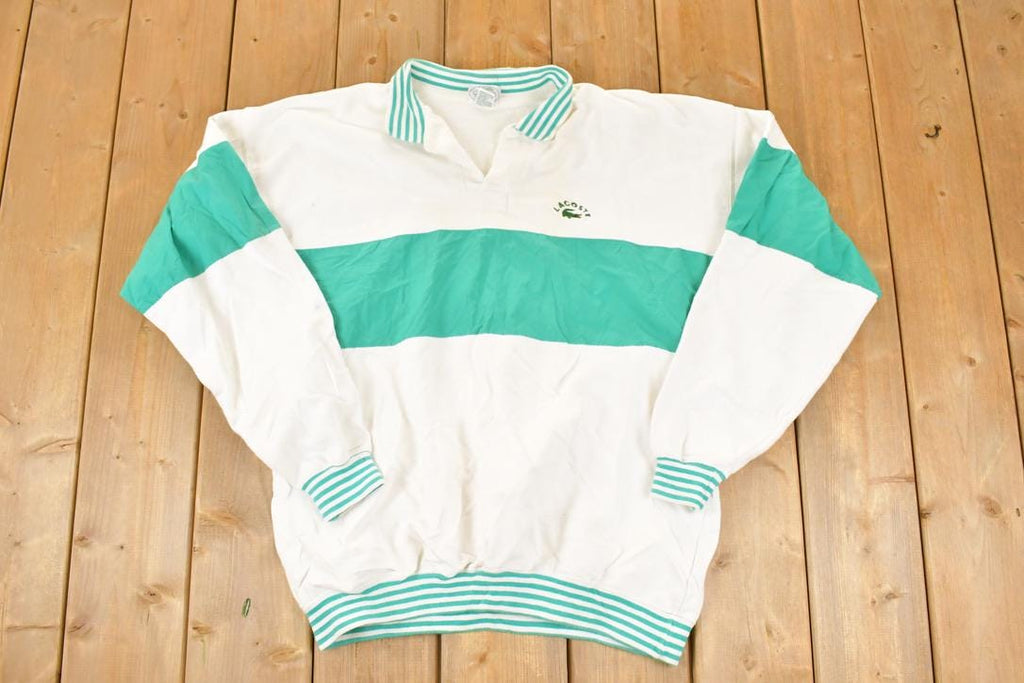 Vintage 1990s Izod Lacoste Colour Block Collared Crewneck Sweatshirt Men's L
