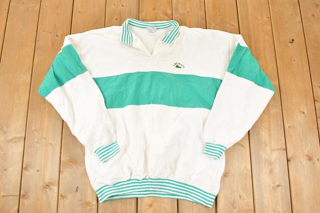 Vintage 1990s Izod Lacoste Colour Block Collared Crewneck Sweatshirt Men's L