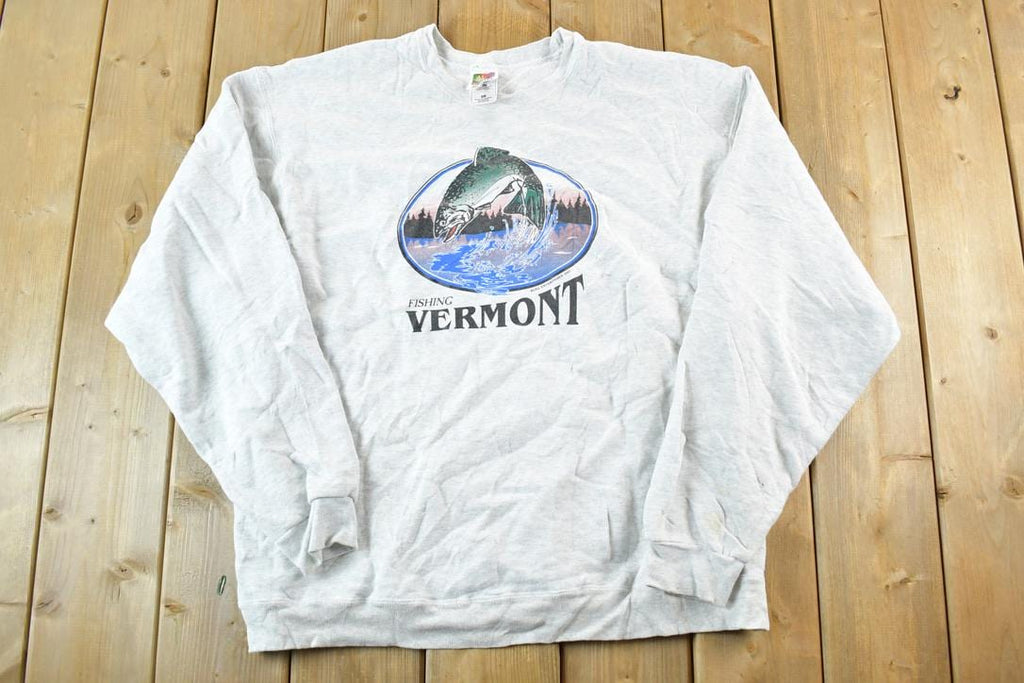 Vintage Y2K Vermont Fishing Outdoorsman Crewneck Sweatshirt Mens XL