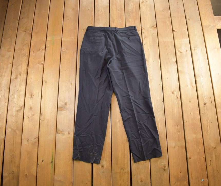 Vintage 1990s Black Dress Pants Size 34x30/ 1990s Wool Pants / Streetwear / True Vintage / Vintage Workwear / Dress Pants