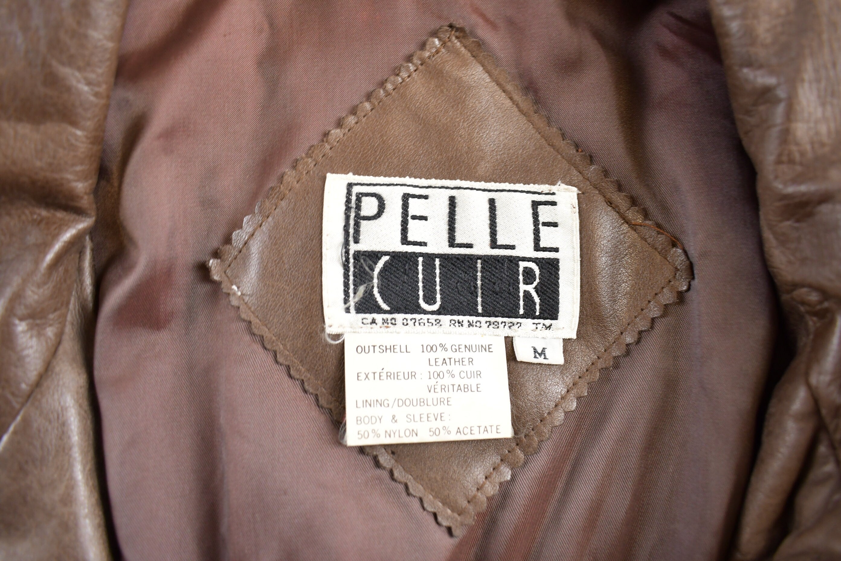 Vintage 1990s Pelle Cuir Leather Winter Jacket