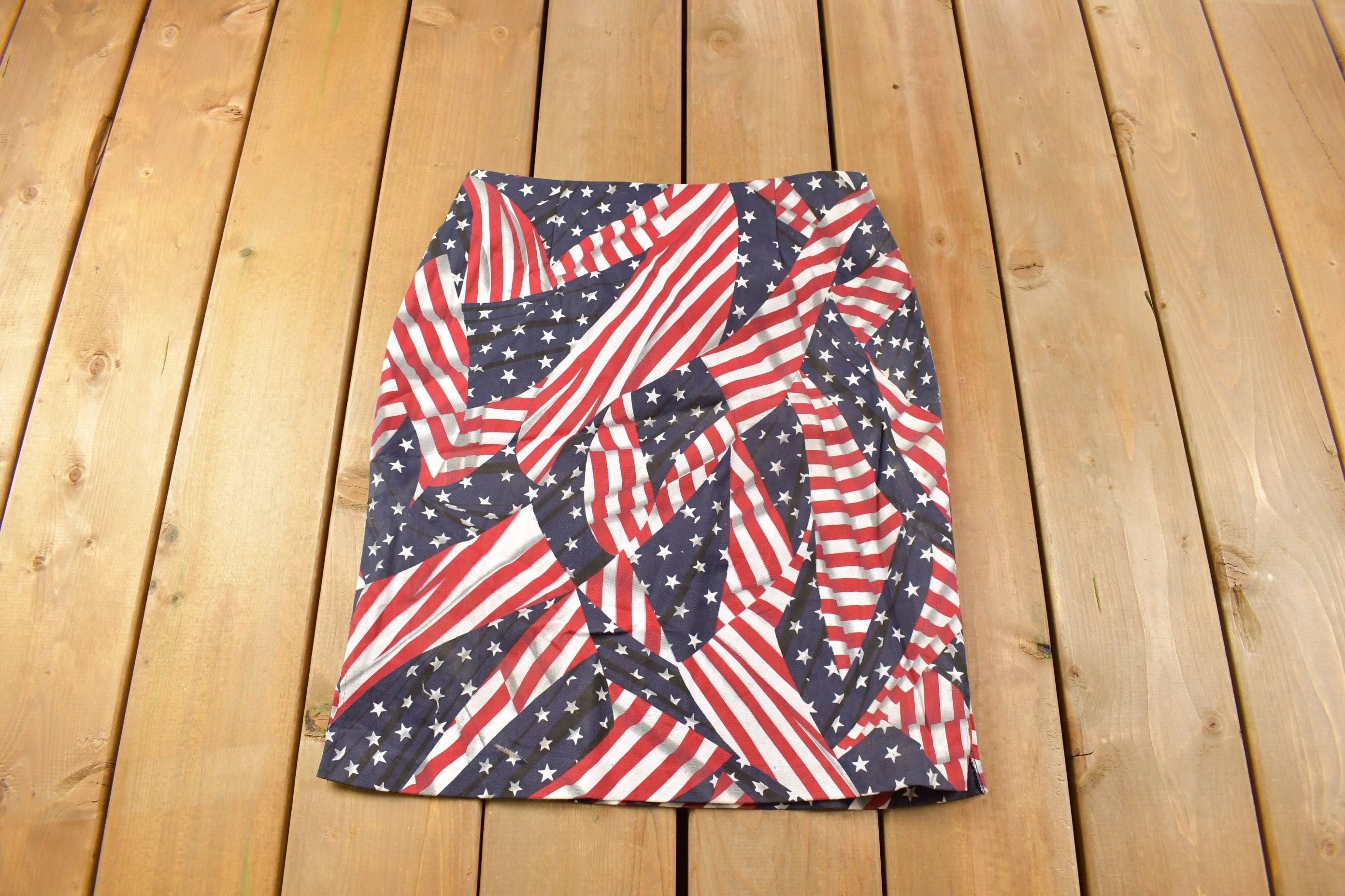 Vintage 1990s American Flag Theme Skirt Size 30