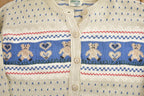 Vintage 1990s Cottage Cove Button Up All Over Print Heart And Bear Knit Crewneck Sweater