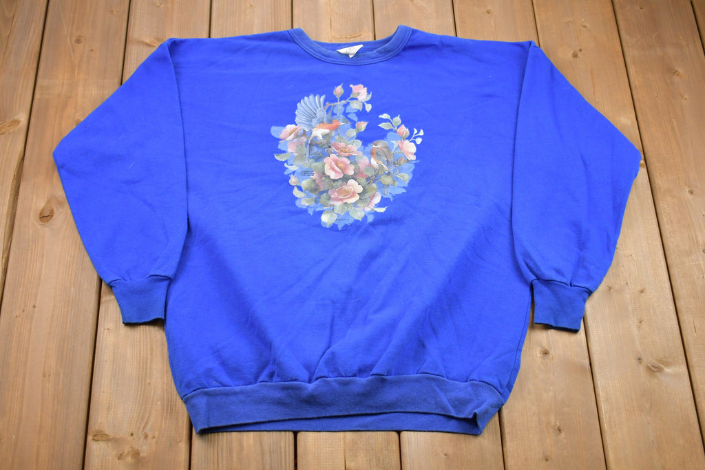 Vintage 1990s Floral Made In Canada Crewneck Sweatshirt
