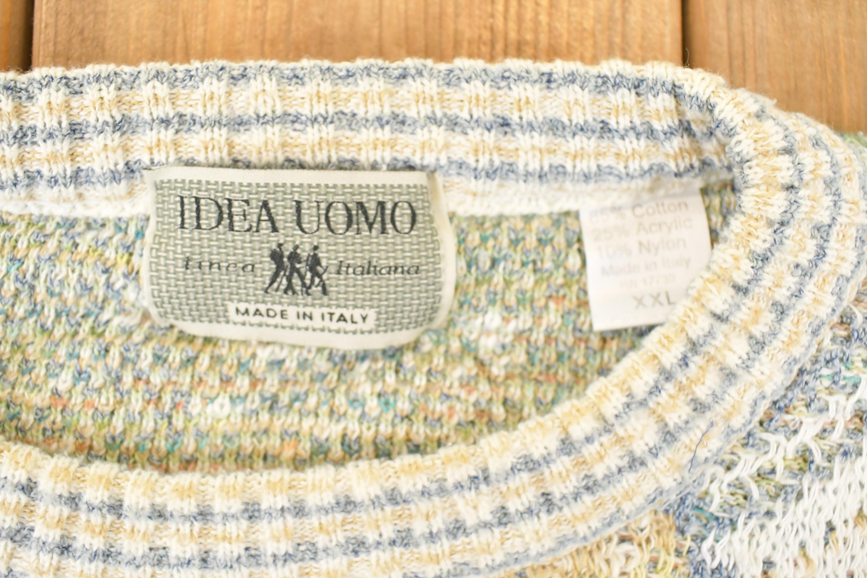 Vintage 1990s Idea Uomo Knit Crewneck Sweater Mens XL  Made In Italy  90s Knitted Sweatshirt  Vintage Preppy Knits