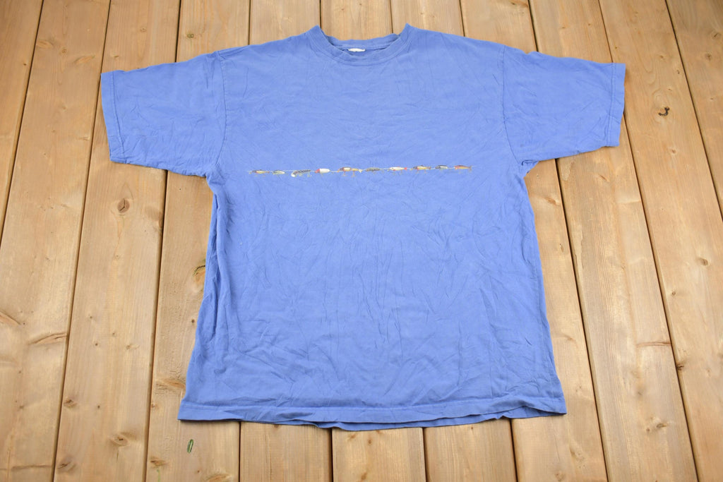 Vintage Y2k Fishing Lure Wrap Around Summer Beach Graphic T Shirt
