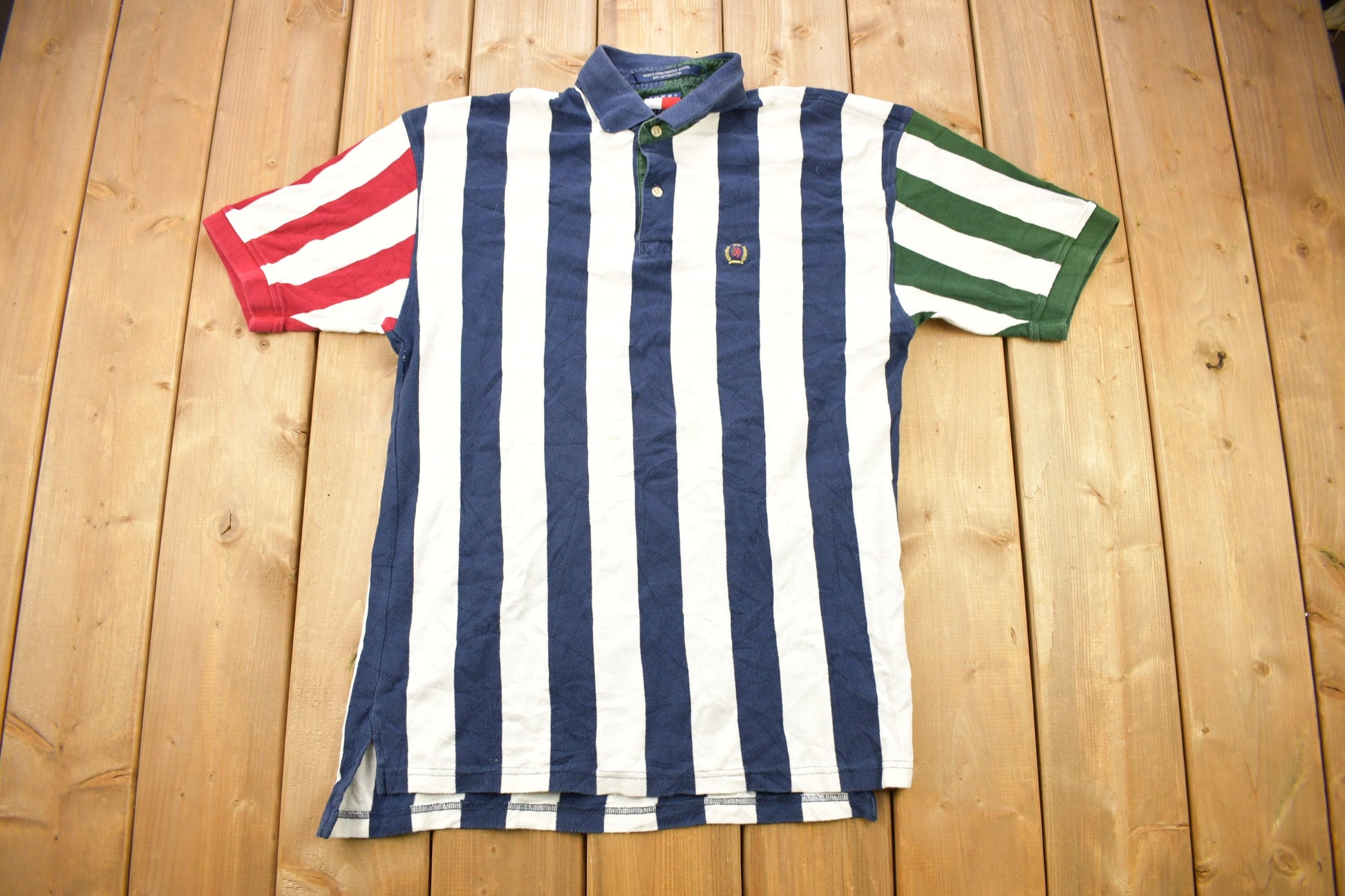 Vintage 1990s Tommy Hilfiger Striped Polo T-Shirt
