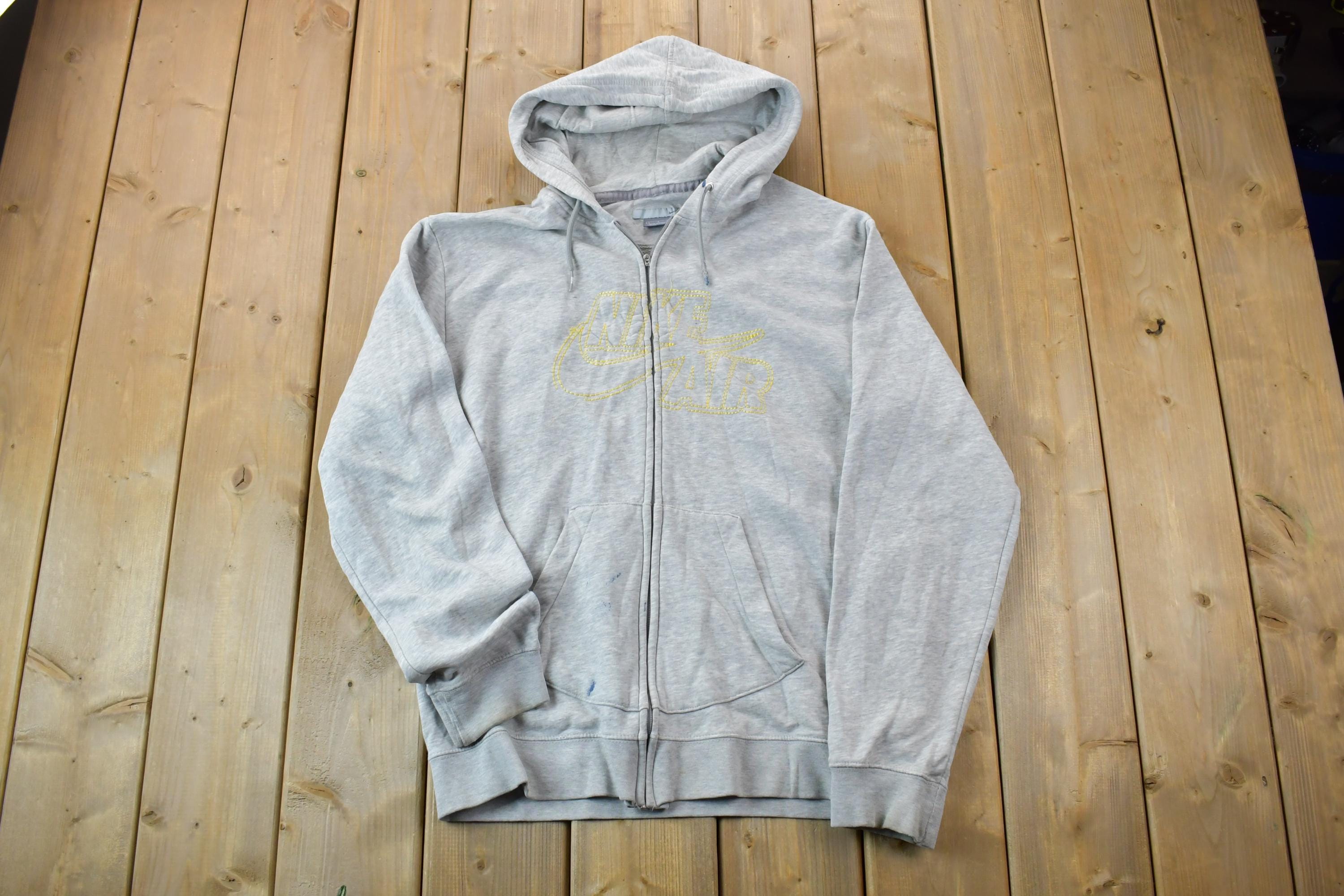 Vintage 1990s Nike Embroidered Mini Swoosh Full Zip Hoodie Sweatshirt