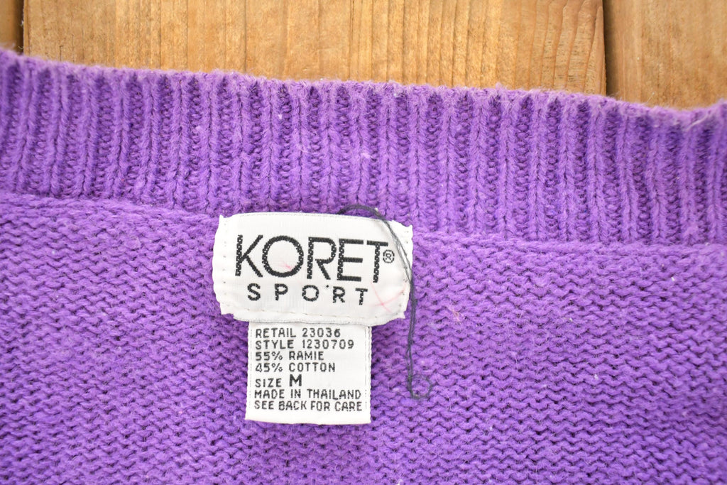 Vintage 1990s Koret Sport AOP Golfing Abstract Knit Cardigan Sweater Women's M