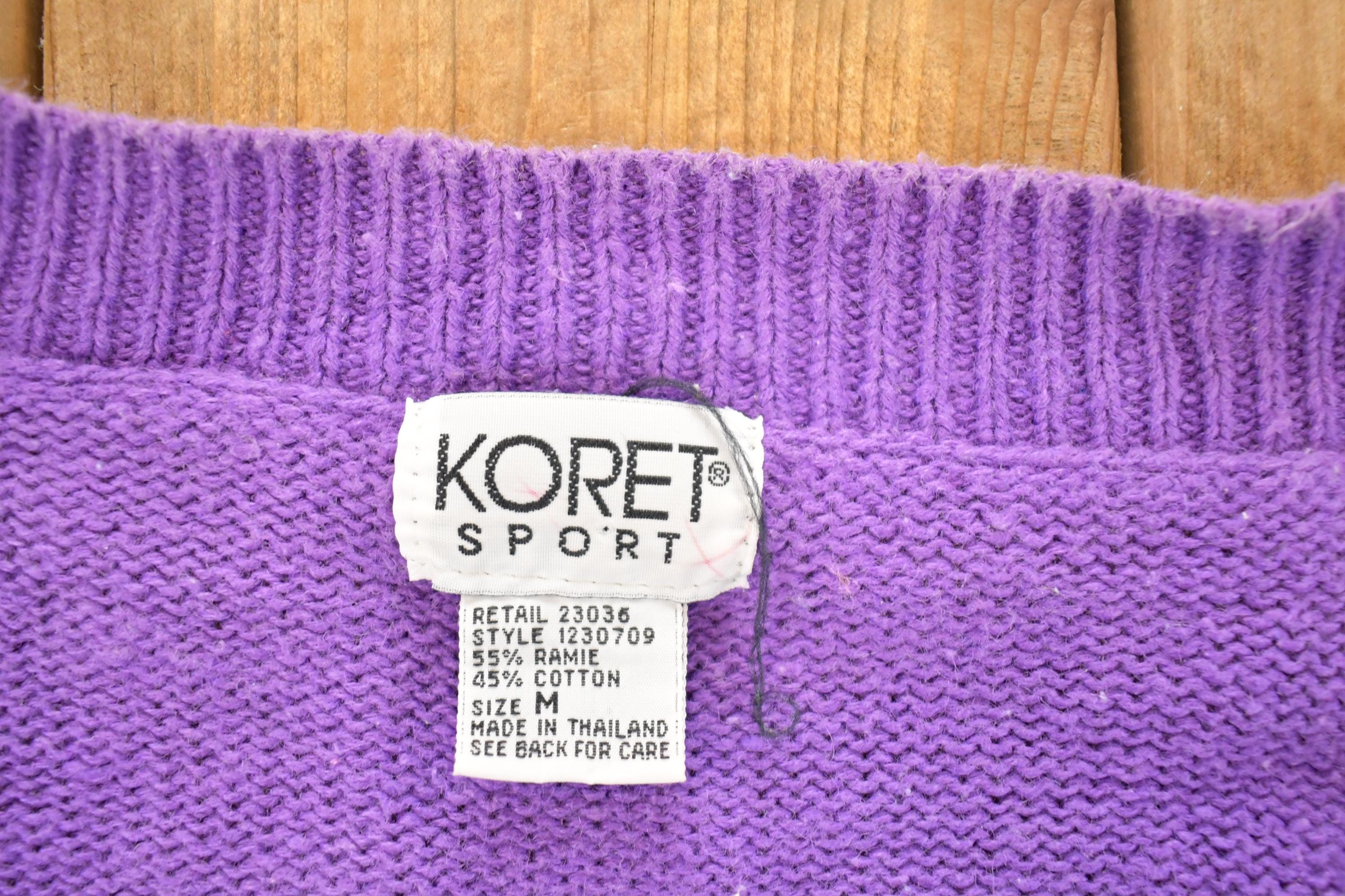 Vintage 1990s Koret Sport AOP Golfing Abstract Knit Cardigan Sweater Women's M