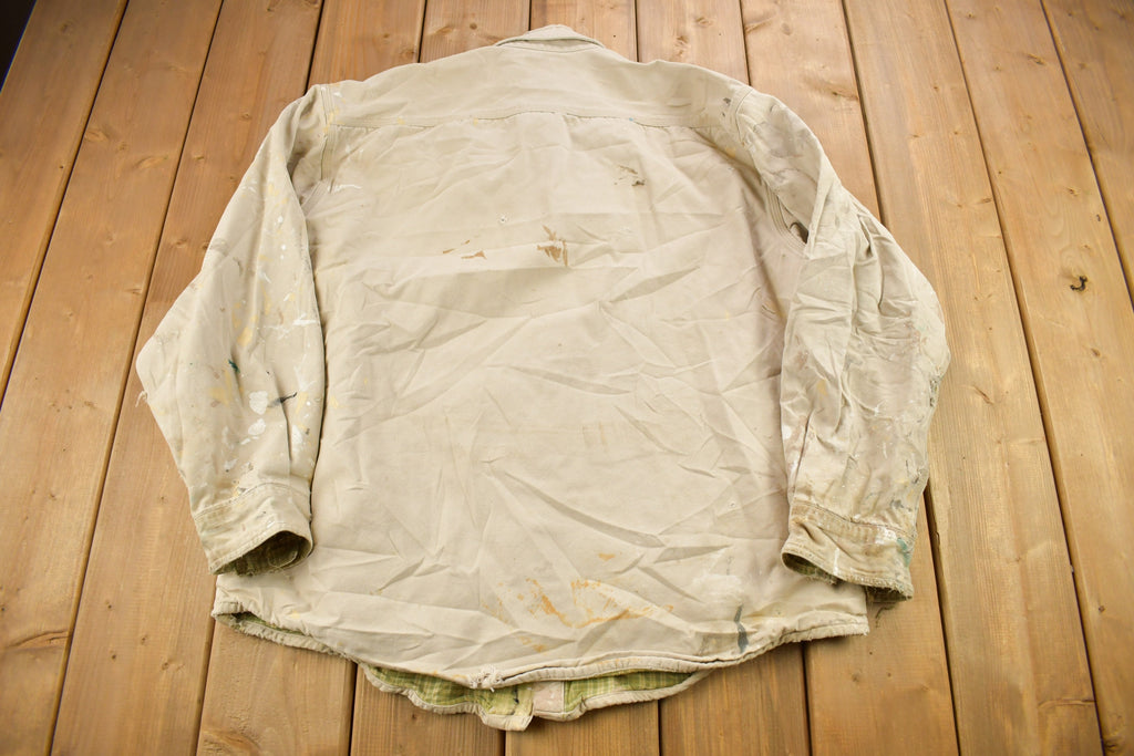 Vintage 1990s Heavy Weight Carhartt Paint Splattered Button Up Shirt