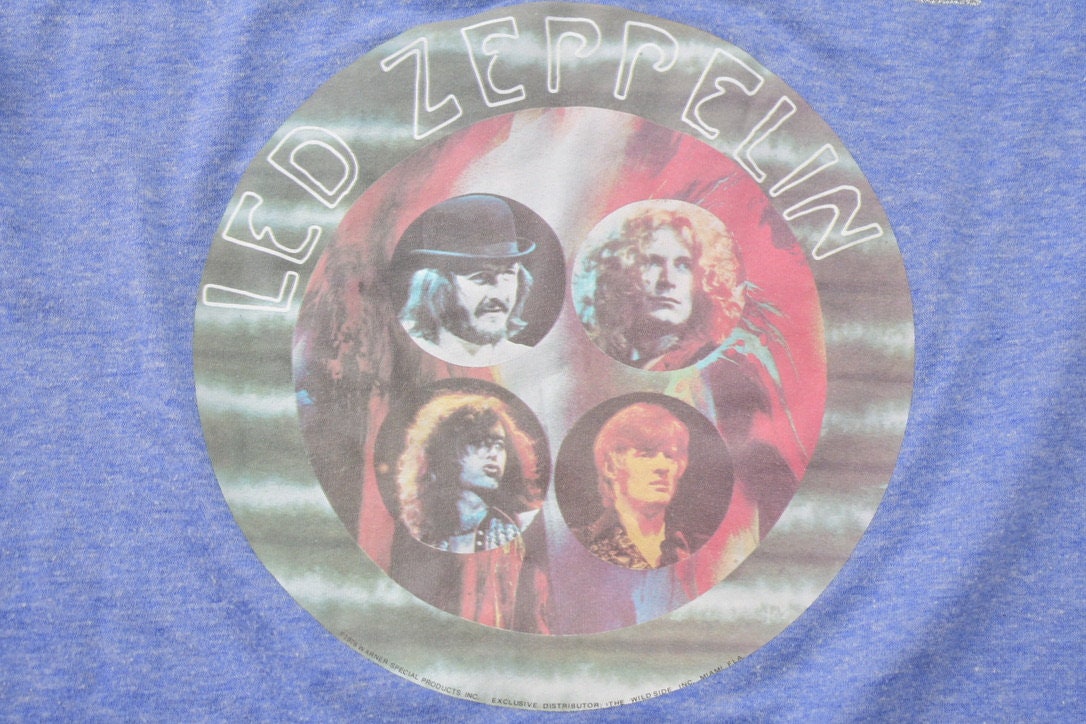 Vintage 1976 Led Zeppelin Swan Song Double Sided Promo Band Ringer T-shirt